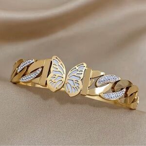 Chunky Butterfly Stainless Steel Bangle Bracelet New